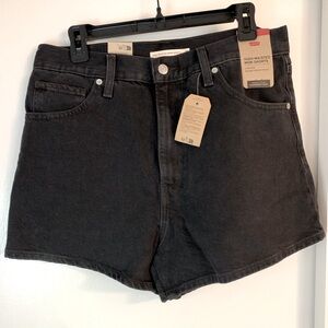 Levi's Black High Waist Black Denim Mom Shorts